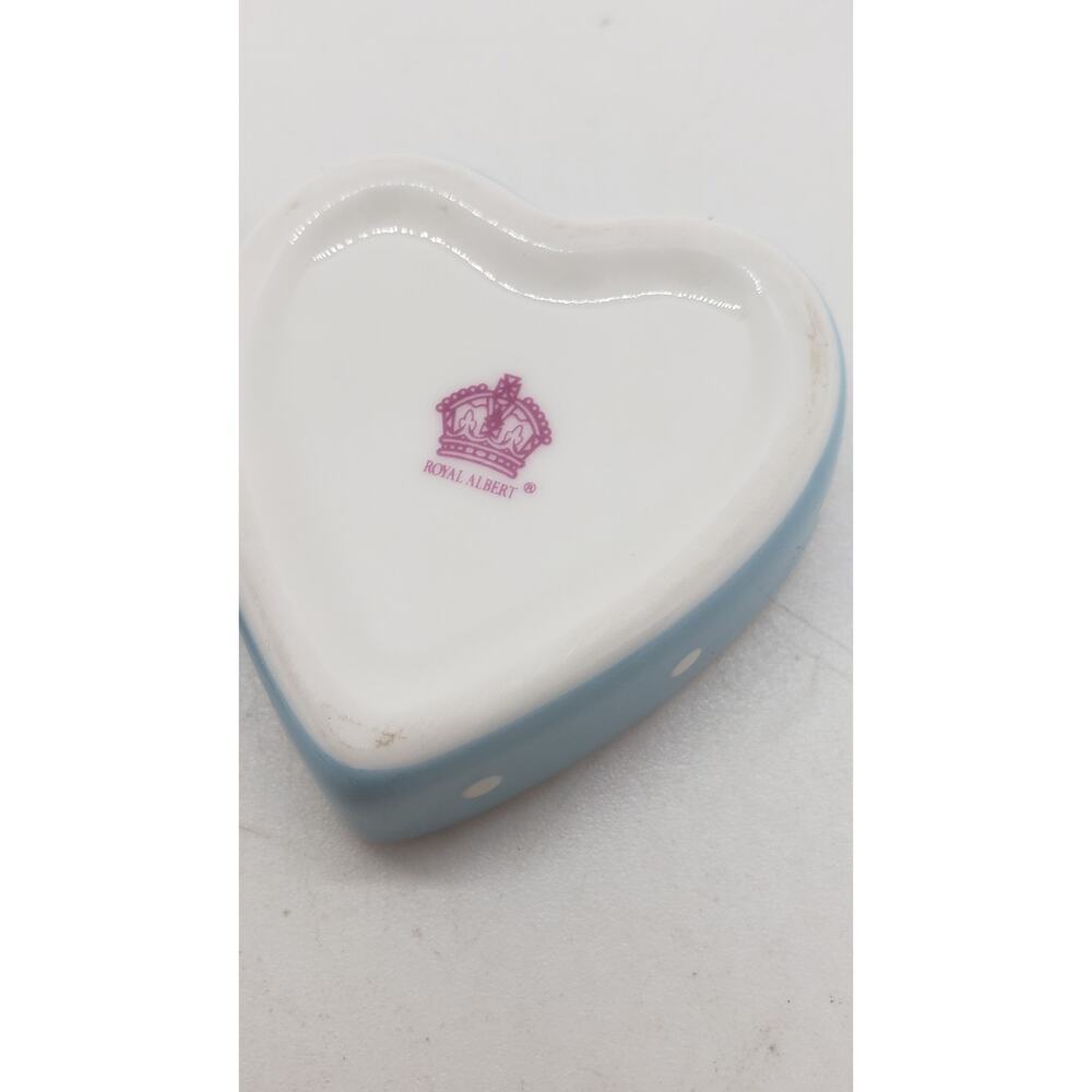 Vintage Royal Albert Heart Trinket Jewelry Box Porcelain Rose Floral England - Picture 7 of 13